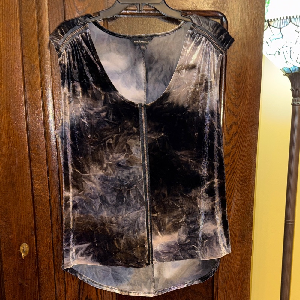 Rock & Republic Black & Gray Velvet Sleeveless Top